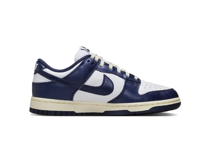 Nike Dunk "Midnight Navy and White" Leather Low-Top Sneakers, Women's, Navy Blue 2023 Edition — изображение 6