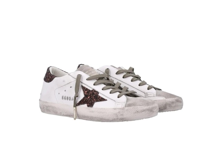Golden Goose Super-Star Leo Glitter Round Toe Lace-up Low-top Sneakers for Women, White — изображение 2