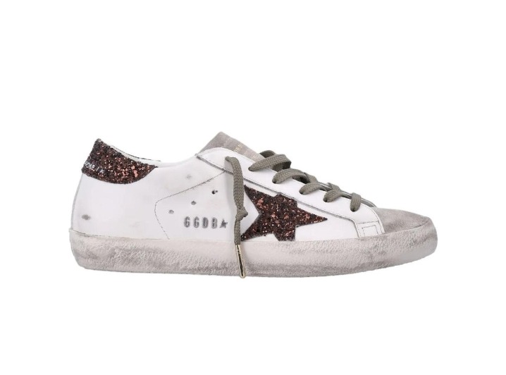 Golden Goose Super-Star Leo Glitter Round Toe Lace-up Low-top Sneakers for Women, White — изображение 3