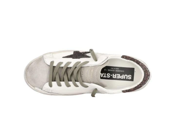 Golden Goose Super-Star Leo Glitter Round Toe Lace-up Low-top Sneakers for Women, White — изображение 4