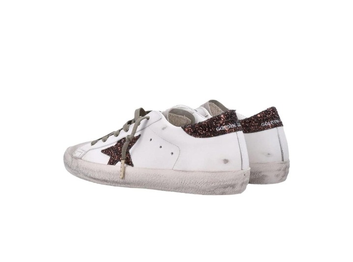 Golden Goose Super-Star Leo Glitter Round Toe Lace-up Low-top Sneakers for Women, White — изображение 5