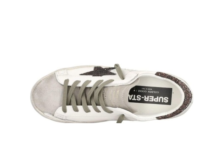 Golden Goose Super-Star Leo Glitter Round Toe Lace-up Low-top Sneakers for Women, White — изображение 6