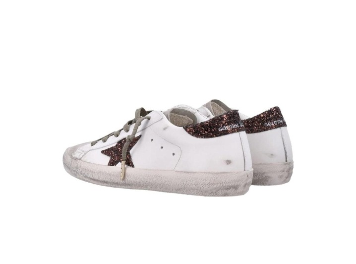 Golden Goose Super-Star Leo Glitter Round Toe Lace-up Low-top Sneakers for Women, White — изображение 7