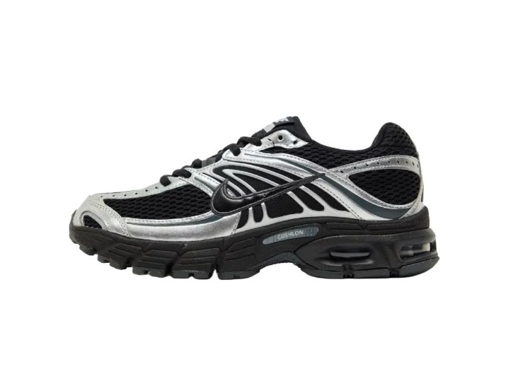 Nike Air Max Moto 2K Comfortable Fabric Low-Top Casual Shoes for Women, Black and Silver