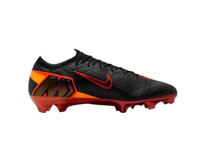 Nike Mercurial Vapor 16 Elite LV8 Top-of-the-line Comfort FG (Gum Studs) Support and Rebound Soccer Boots, Unisex, Black/Orange — изображение 6