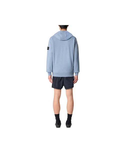 STONE ISLAND Drawstring Hooded Logo Long-Sleeve Fleece Jacket for Men Blue — изображение 3