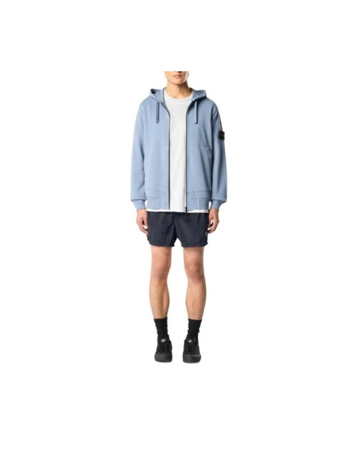 STONE ISLAND Drawstring Hooded Logo Long-Sleeve Fleece Jacket for Men Blue — изображение 4