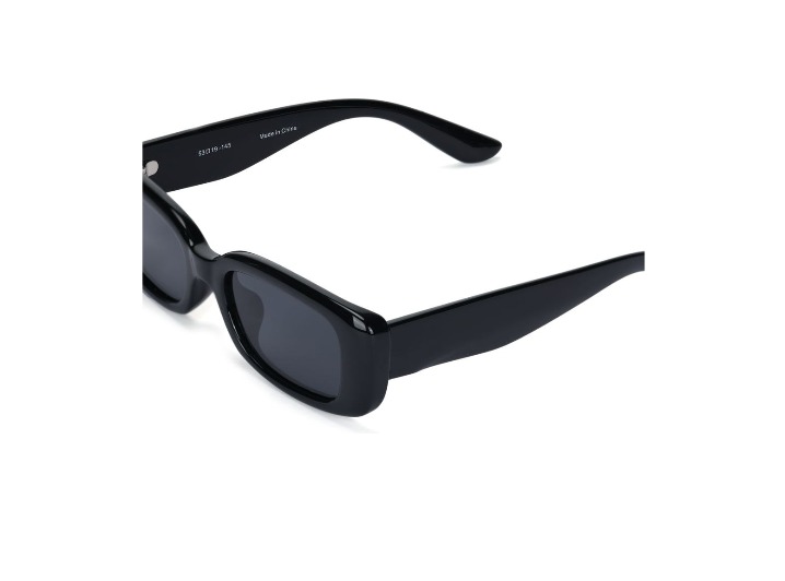 UNIQLO solid color rectangular sunglasses, unisex, couple style, black — изображение 2