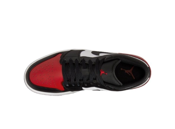 Jordan Air Jordan 1 "Bred Toe": Мужские низкие кроссовки в красно-чёрно-белой гамме — изображение 4