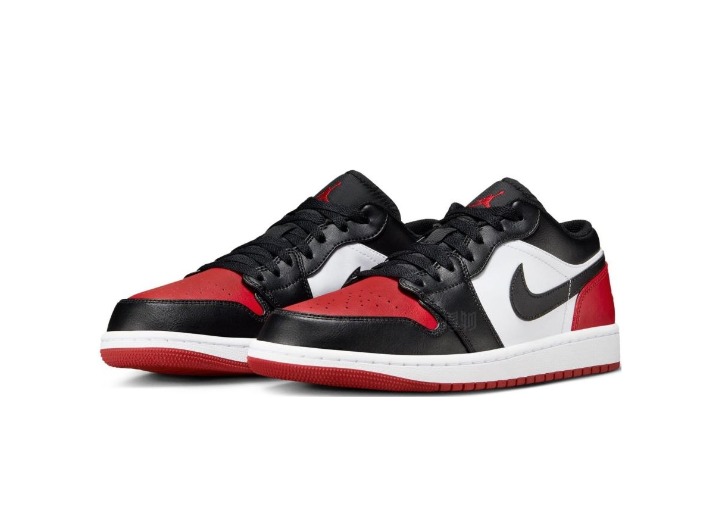 Jordan Air Jordan 1 "Bred Toe": Мужские низкие кроссовки в красно-чёрно-белой гамме — изображение 5