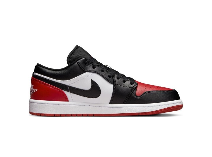 Jordan Air Jordan 1 "Bred Toe": Мужские низкие кроссовки в красно-чёрно-белой гамме — изображение 6