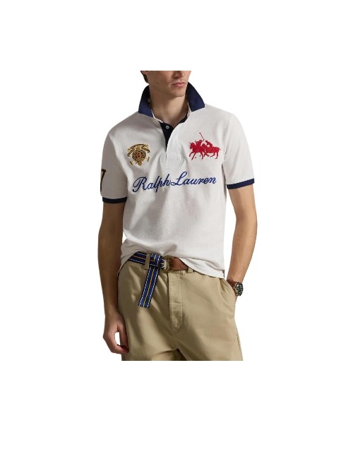 Polo Ralph Lauren: Мужское поло из хлопкового меша, классическая версия, белое — изображение 3