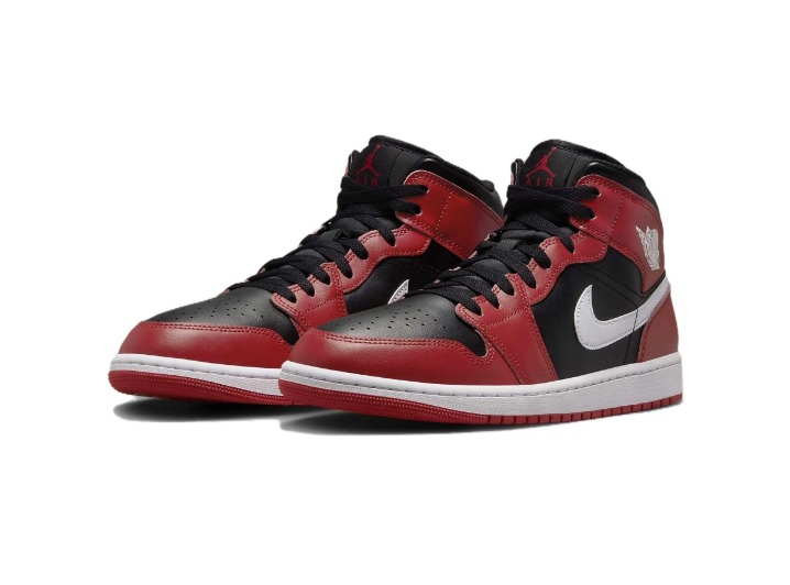 Jordan Air Jordan 1 Mid "Bred": Мужские ретро-баскетбольные кроссовки в красно-чёрной гамме — изображение 3