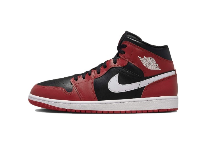 Jordan Air Jordan 1 Mid "Bred": Мужские ретро-баскетбольные кроссовки в красно-чёрной гамме