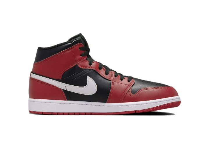 Jordan Air Jordan 1 Mid "Bred": Мужские ретро-баскетбольные кроссовки в красно-чёрной гамме — изображение 5