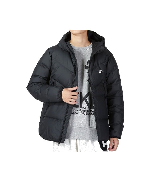 Nike Windrunner: Мужской пуховик с принтом и карманами на молнии, чёрный — изображение 3