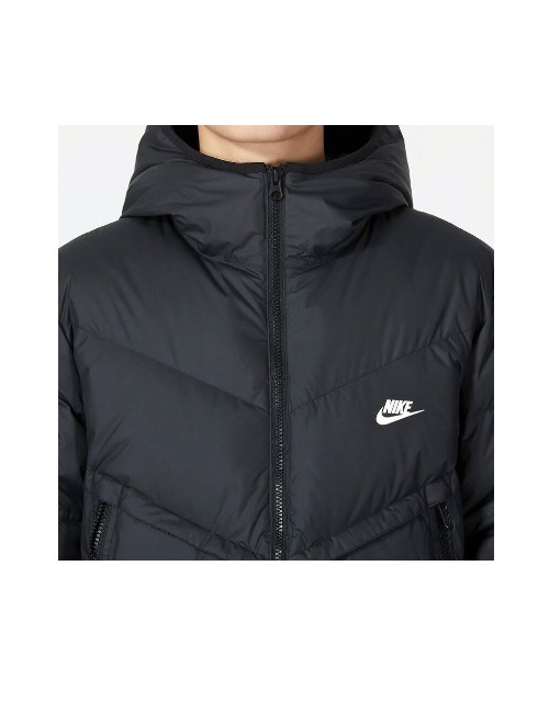 Nike Windrunner: Мужской пуховик с принтом и карманами на молнии, чёрный — изображение 4