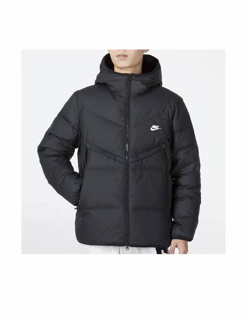 Nike Windrunner: Мужской пуховик с принтом и карманами на молнии, чёрный — изображение 6