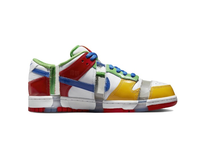 eBay x Nike Dunk «Sandy Bodecker»: Унисекс-низкие скейт-кроссовки в бело-жёлто-синей гамме — изображение 3