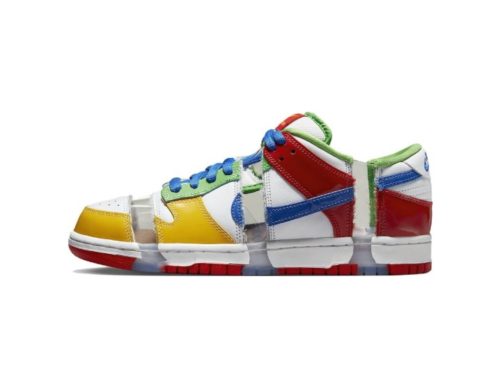 eBay x Nike Dunk «Sandy Bodecker»: Унисекс-низкие скейт-кроссовки в бело-жёлто-синей гамме
