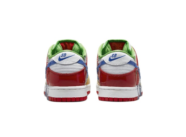 eBay x Nike Dunk «Sandy Bodecker»: Унисекс-низкие скейт-кроссовки в бело-жёлто-синей гамме — изображение 6