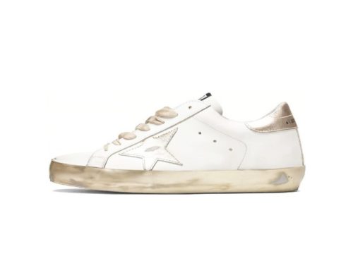 Golden Goose Super-Star: Мужские кеды в платиновом цвете с эффектом потертости