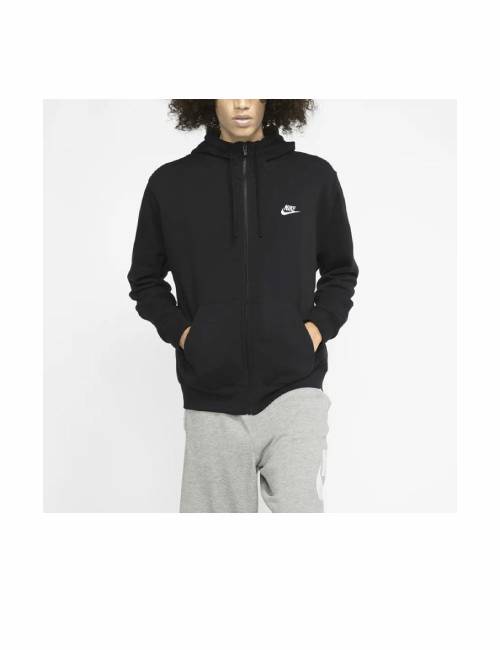 Nike Sportswear Club Fleece: Мужская куртка на молнии с капюшоном и вышитым логотипом, чёрная — изображение 5