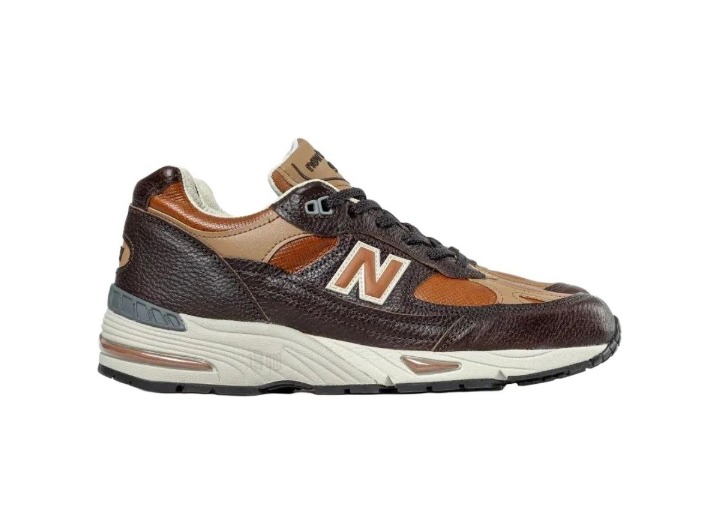 New Balance 991: Мужские кроссовки в коричнево-белой гамме — изображение 3