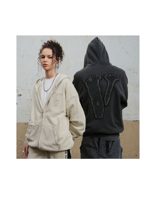 VLONE: Унисекс-худи на молнии с аппликацией и вышивкой — изображение 4